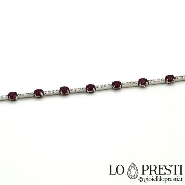 tennis bracelet 18kt white gold, red rubies and brilliants