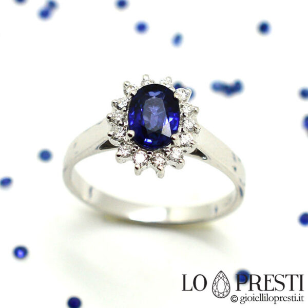 anillo con zafiros y diamantes anillo con zafiro y diamantes brillantes anillo en oro blanco de 18kt con zafiro azul