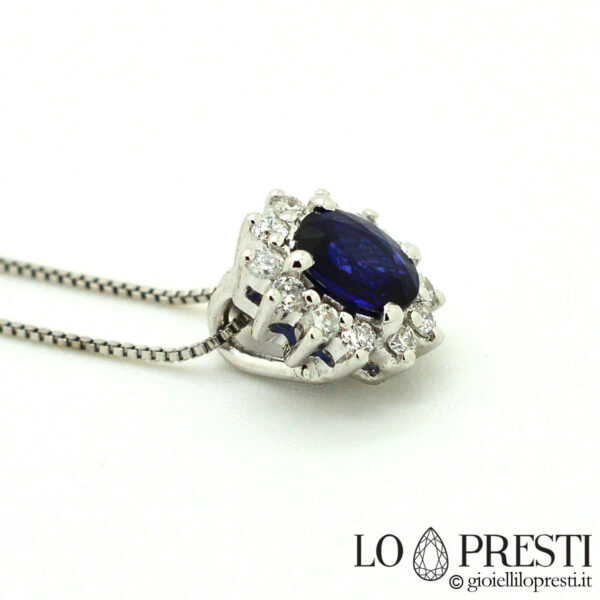 colar-pingente-clássico-azul-safira-corte-redondo-diamantes-corte brilhante