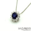 collier-pendentif-saphir-bleu-diamants-brillants-or-blanc-18 carats-