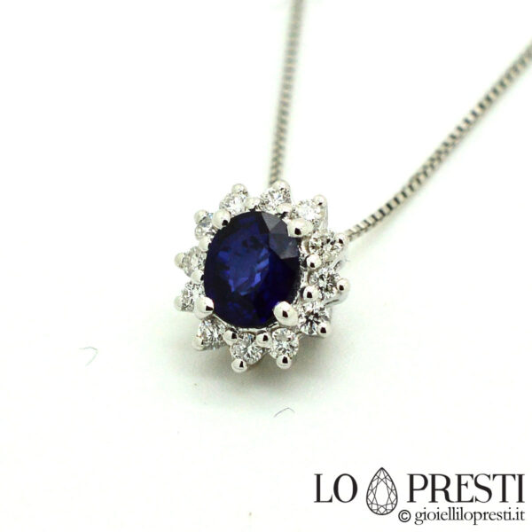 Halskette-Anhänger-blauer-Saphir-Brillant-Diamanten-18-kt-Weißgold-
