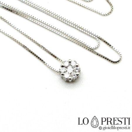 „Point of Light“-Halskettenanhänger mit brillantem Naturdiamanten, zertifizierter „Point of Light“-Halskettenanhänger aus 18 Karat Weißgold mit Diamanten
