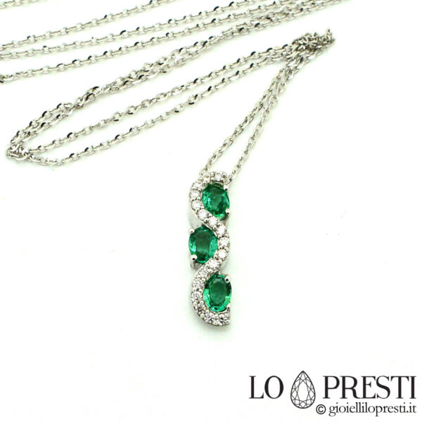pendant pendant with natural emeralds excellent green color