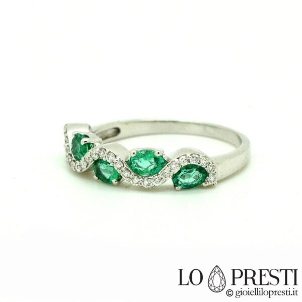ring with emerald emeralds wedding band with emeralds band with diamonds