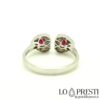 18kt white gold heart-shaped ruby ​​ring with diamonds
