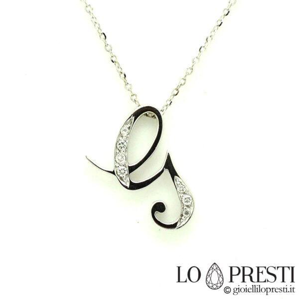 initial name letter gold diamond pendant necklace