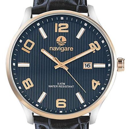 Navegue pelo elegante relógio com pulseira de couro - presente para homens
