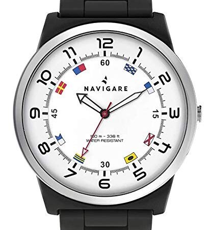 Montre Navigate montre homme en silicone résistante à l'eau 10ATM, modèle Positano, couleur noire