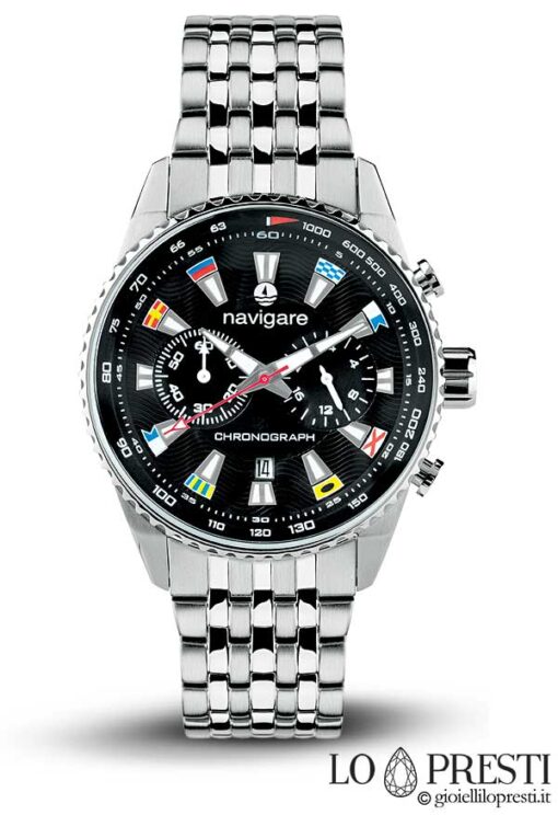 orologio-uomo navigare-watch portofino cronografo-acciaio black water-resistant