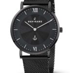 watch watches navigate itaca black steel quartz movement milan mesh bracelet strap