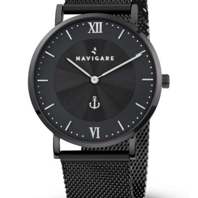 Uhren Uhren navigieren itaca schwarz Stahl Quarzwerk Mailand Mesh Armband Armband