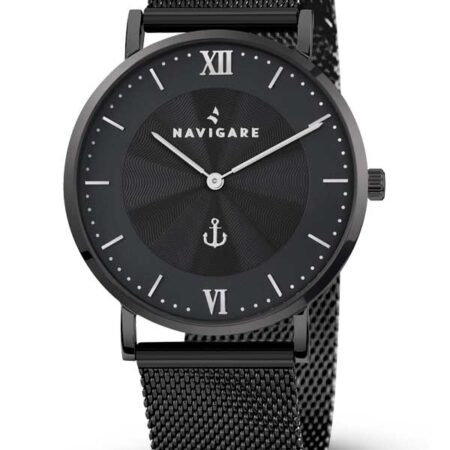 montre montres naviguer itaca acier noir mouvement à quartz milan maille bracelet bracelet