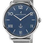 relógio relógios navegar kamari movimento de quartzo caixa azul pulseira de malha de aço milão