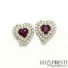 earrings with diamonds and natural heart-cut rubies