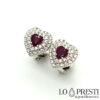 earrings with heart-cut rubies and diamonds in 18kt white gold