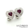 earrings with ruby ​​rubies heart and brilliant diamonds