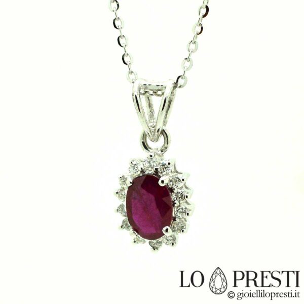 pingentes pingentes colares com brilhantes de rubi lapidação oval natural pingente pingente com rubis e diamantes naturais