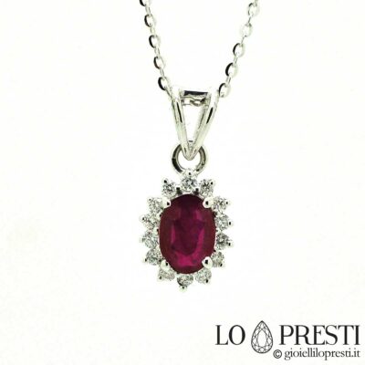 collana ciondolo pendente con rubino rubini e diamanti brillanti ciondoli con rubino naturale ciondolo pendente artigianale