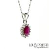 necklace with ruby ​​pendant with ruby ​​and diamonds pendant with ruby ​​rubies white gold pendant with natural ruby