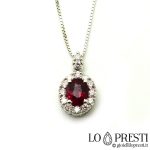 Necklace with ruby ​​and brilliant diamonds 18 kt gold