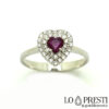 heart ring with ruby ​​and diamonds