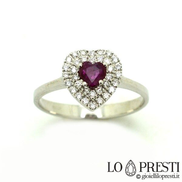 heart ring with ruby ​​and diamonds