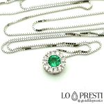 emerald diamond pendant emerald light point emerald necklace gold diamonds pendant emerald diamonds emerald light point 18kt gold diamonds