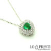 women's pendant with emerald heart and diamonds