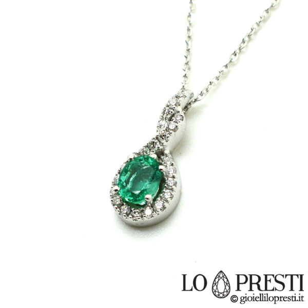 ciondolo pendente smeraldo smeraldi diamanti oro bianco 18kt emerald pendants 18kt white gold diamonds