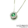 ciondolo smeraldi pendente smeraldo naturale diamanti oro 18kt light point pendant with natural emerald 18kt gold diamonds