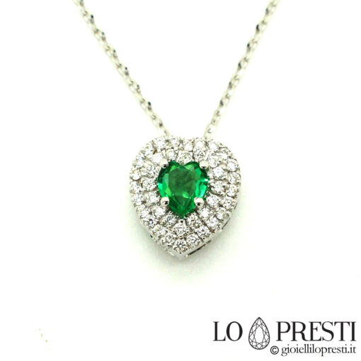 ciondolo forma cuore verde smeraldo regalo natale