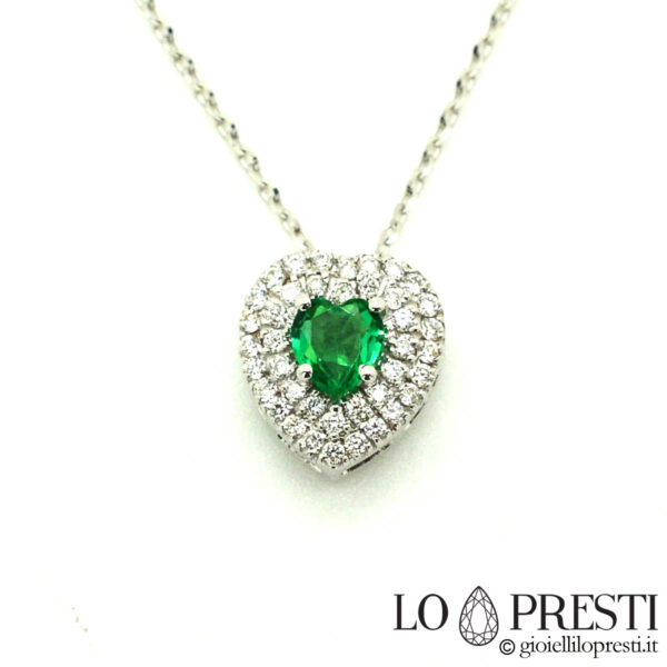 pingente em forma de coração verde esmeralda presente de Natal