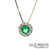 emerald light point pendant necklace brilliant diamonds 18kt white gold emerald light point pendant necklace 18kt white gold brilliant diamonds