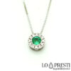 kuwintas na may 18kt white gold brilliants natural light emerald pendant necklace na may 18kt white gold brilliants