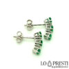 orecchini artigianali con smeraldi naturali e diamanti oro bianco handcrafted earrings with natural emeralds and diamonds