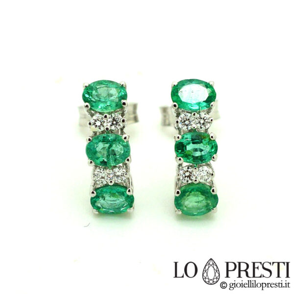 orecchini pendenti con smeraldi e diamanti trilogy earrings with natural emeralds and diamonds