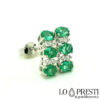 trilogy earrings with natural oval emeralds and diamonds