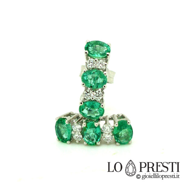 trilogy na hikaw na may oval cut emeralds at diamante