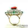 ring with real coral torre del Greco ring with engraved red coral