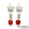 natural red coral drop earrings