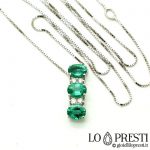 collana e pendente con smeraldi naturali e diamanti