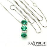 necklace and pendant with natural emeralds and diamonds