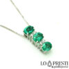 18kt white gold trilogy necklace-pendant-pendant na may natural na emeralds at diamante