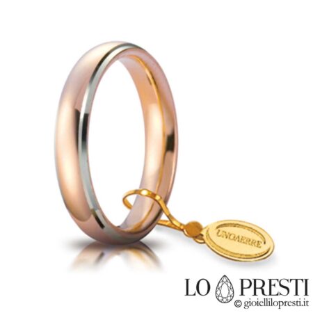 unoaerre wedding ring sa two-tone pink at white gold, komportableng unoaerre wedding rings
