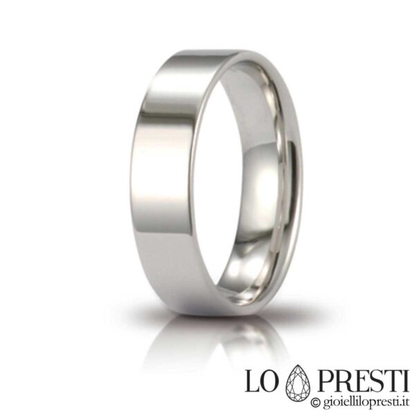 unoaerre white gold flat polished wedding ring gr.5mm.5 bilog ng liwanag