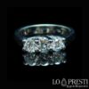 anéis trilogia de anéis com diamantes lapidação brilhante em ouro branco 18kt