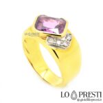 ring rings for men and women chevalier band pinky 18kt yellow gold ring with amethyst diamonds