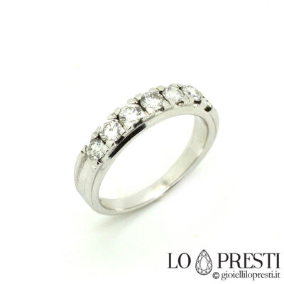 anello fedina veretta con diamanti brillanti oro bianco 18kt