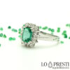 anillos con esmeralda natural real y diamantes brillantes precio del anillo de esmeralda