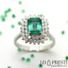 Ring Ringe Ring mit Smaragd, Smaragden und Brillanten, hergestellt in Italien, Ring mit natürlichem Smaragd und Diamanten